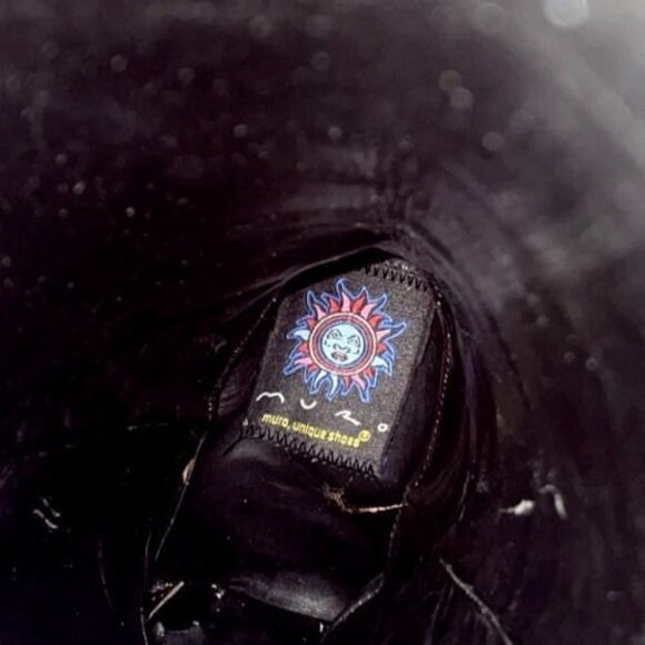 Muro Womens 5.5 Black Leather Boots Equestrian High Top Stacked Heel Motorcycle - Picture 16 of 16